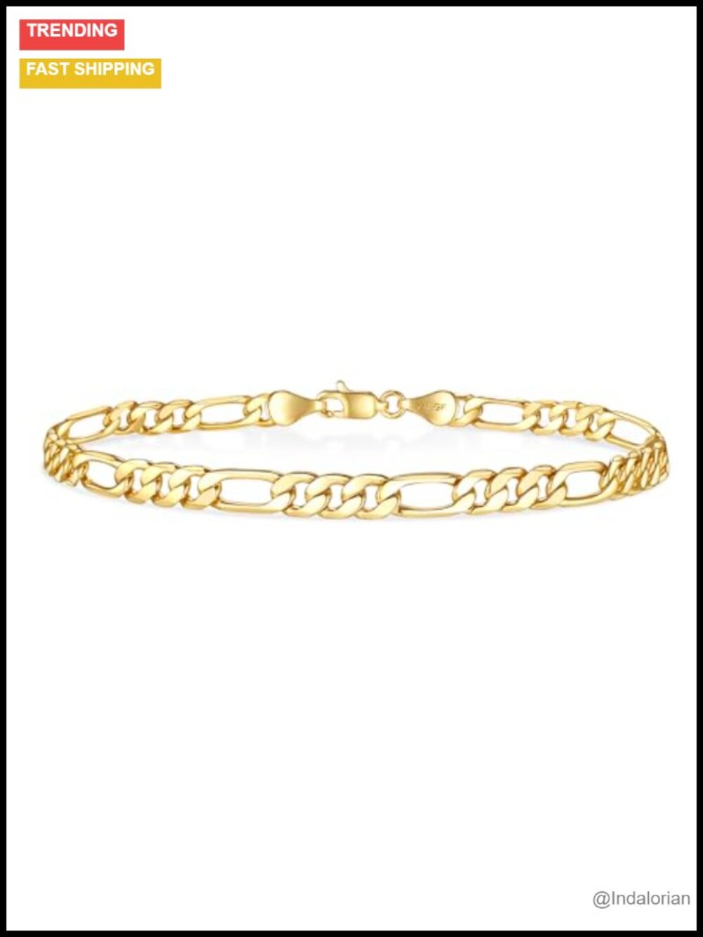 14K Gold Diamond-Cut Figaro Link Bracelet for Men & Women